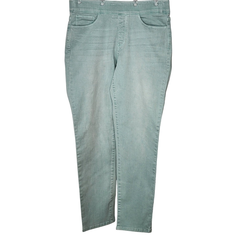 EUC‎ Soft Surroundings Light Teal Pull On Stretch Denim Jeans Elastic Waist M